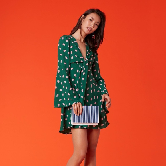 DVF West tie front mini dress Kiss Pine - Picture 2 of 4